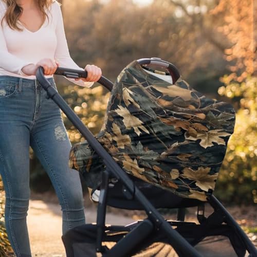 Image of Coldinair Jungle Dead Leaf Car Seat Covers for Girls Multi-use Cover Baby Carseat Canopy Cow Print Nursing Cover for Breastfeeding