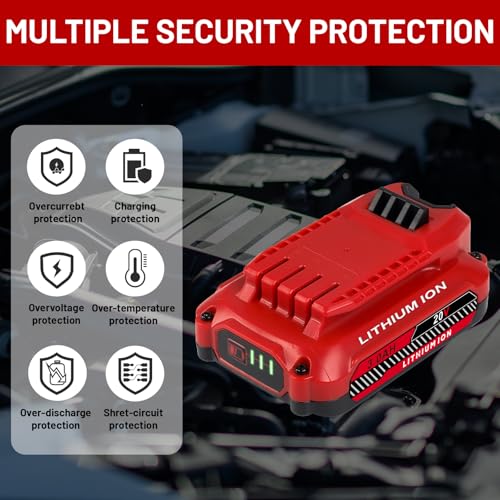 Upgrade 2-Pack 3.0Ah Batteries Replacement for Craftsman 20V Battery Compatible with Craftsman CMCB205 CMCB204 CMCB206 CMCB202 CMCB201 20V Cordless Power Tool 