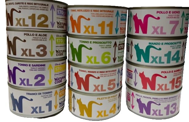 Natural Code XL Cibo Umido Gatto Gatti Cat. 48 SCATOLETTE MISTE IN BASE ALLA DISPONIBILITA' DA 170g CADAUNO