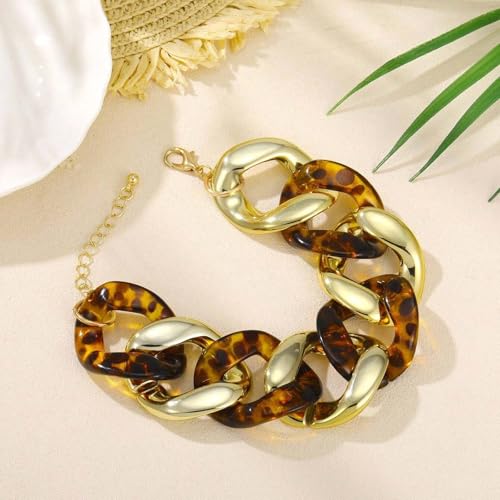 Chunky Gold Bracelet Cuban Link Chain for Women Punk Chunky Chain Bracelets Statement Dainty Gold Bracelet for Women Trendy 20254