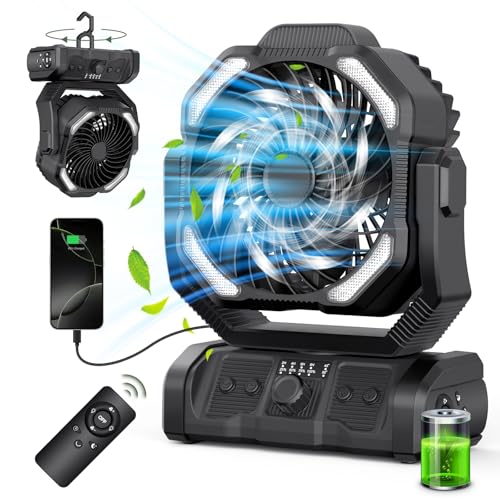 ONLYNEW Portable Camping Fan Rechargeable 20000mAh Battery Operated Oscillating Fan