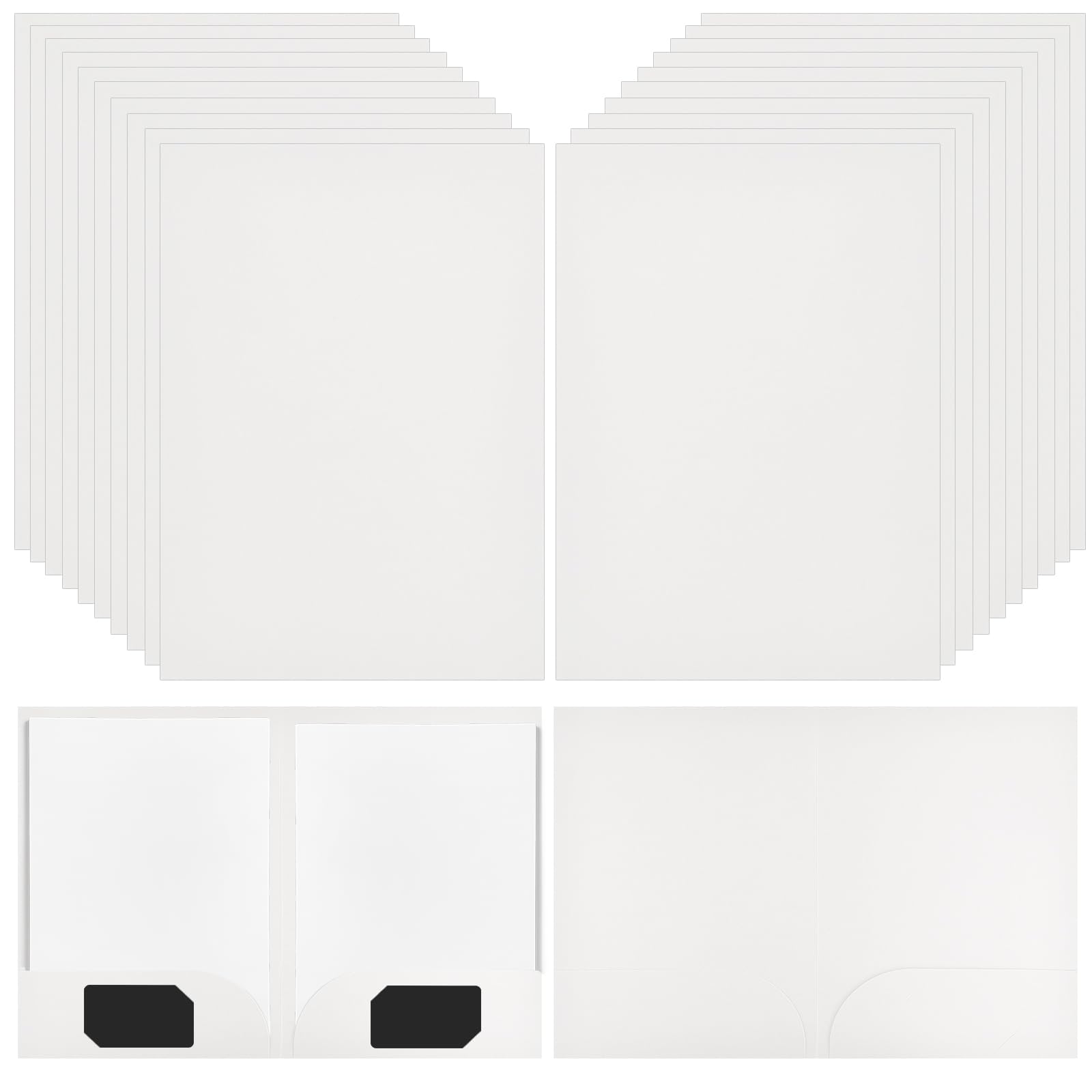 20Pcs A4 Paper File Folder,31x22cm 350gsm Cardboard Folders a4 Two Pocket Folders with Cards Slot,Presentation Document Folder, Square Cut Folder Paper Portfolio for Office Home School (White)