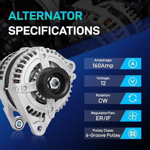 Image of New Alternator Compatible with Chrysler 2007 Aspen, Dodge 2007 Durango, 2007-2010 Nitro, 2009-2010 Ram 1500, Jeep 2007-2010 Liberty, 3.7L 4.7L, 11240 56029914A