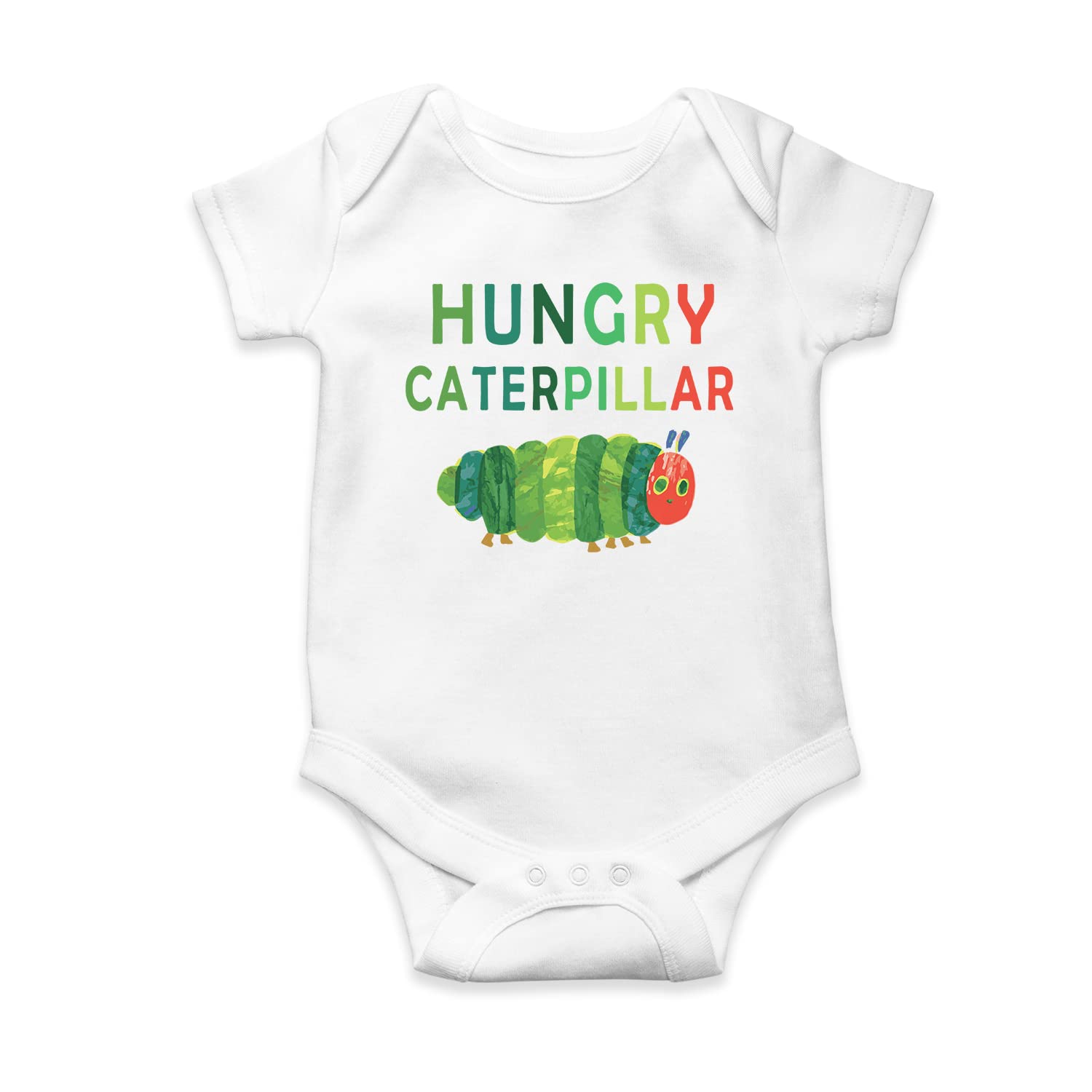 Willow Gifts Hungry Caterpillar Babygrow Romper Onesie Baby Grow Novelty Fun Cute Childrens Picture Book Eat Friends Classic Beautiful Butterfly Leaf Boy Girl Gift Present (6-12 Months, White)