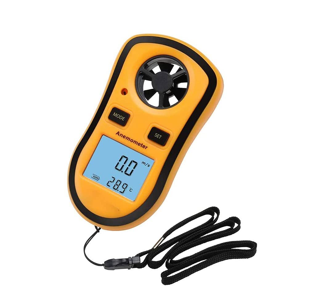 Anemómetro Digital Velocidad del Viento Medidor de Aire Flujo de Aire Velocity Medida Termómetro con retroiluminación para Windsurf Kitflying Montañismo Pesca de Vela