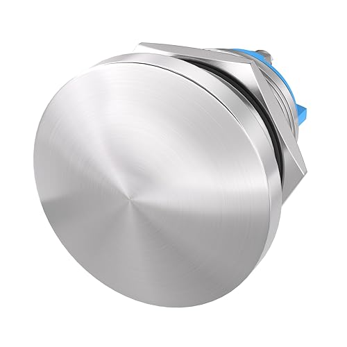 STARELO Interruptor de botón momentáneo de 0.79 pulgadas, cabeza de hongo de metal de acero inoxidable IP65, resistente al agua, 2 pines SPST 1NO 5A