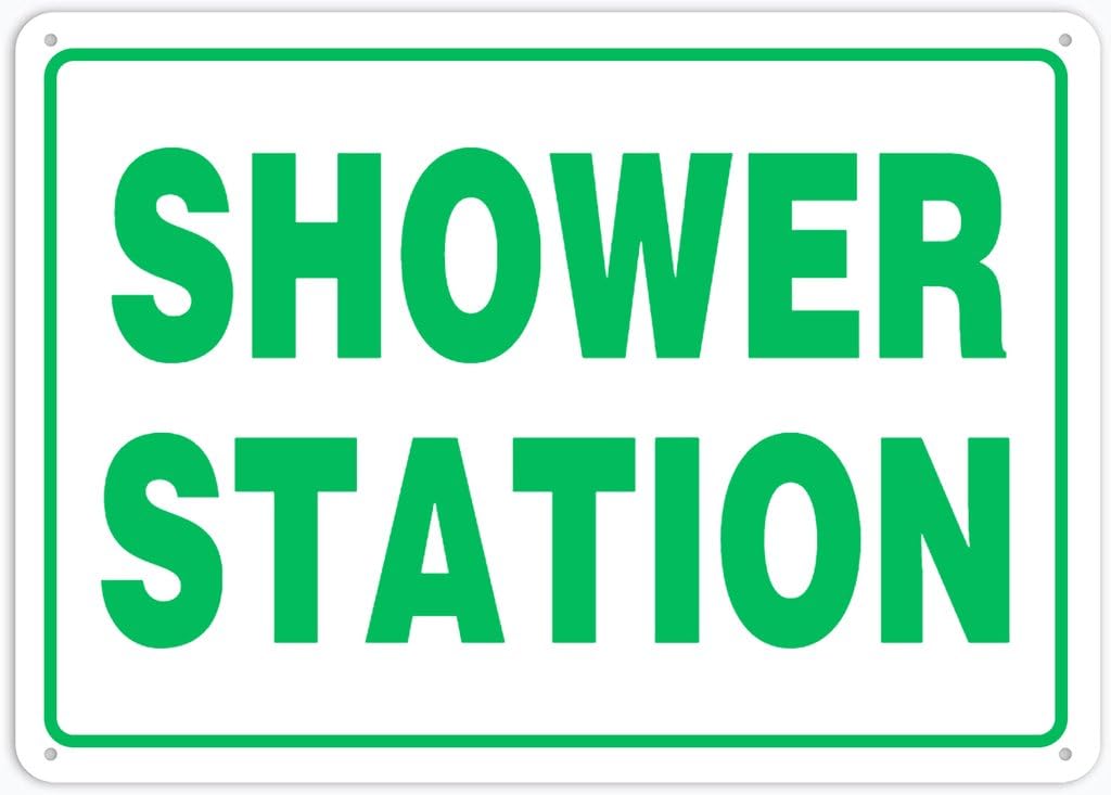 8"x12" Tin Metal Sign - Shower Station - Decorative Plate For Shop, Yard, Garage, Outdoor Wall