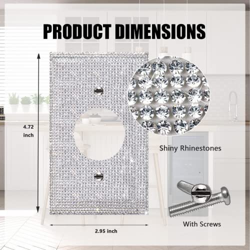 Image of Shiny Silver Rhinestones Outlet Covers Wall Plate Single Toggle Decorative Round Outlet Cover Rhinestones Light Switch Cover