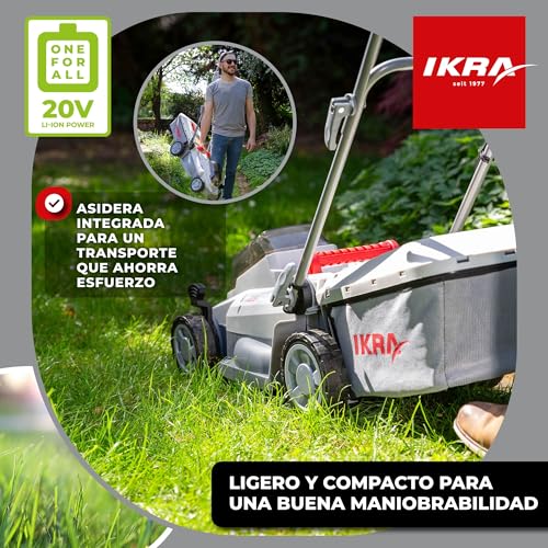 Cortacésped de batería para jardín sin gasolina IKRA con kit mulching y 2 baterías 4