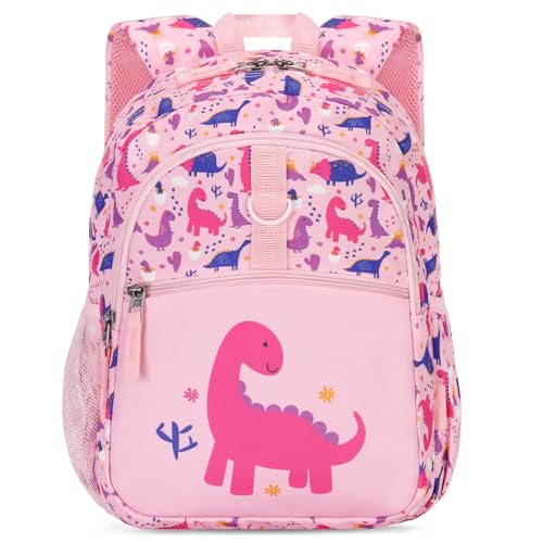 Choco Mocha Dinosaur Backpack for Girls, Toddler Backpack for Little Girls Age 3 4, Kids Small Backpacks School Bag 12 Inch, Pink