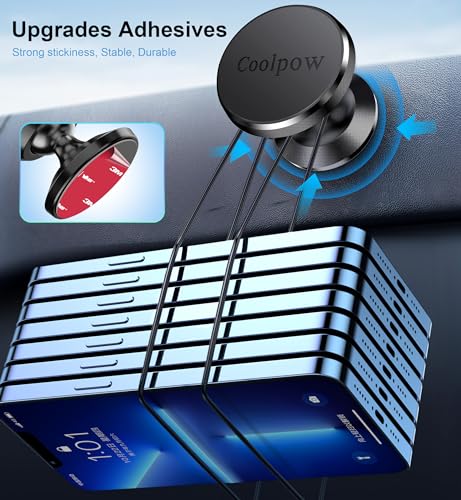Coolpow【2 Packs 】Magnetic Phone Holder for car【Strong Magnet】phone holders for your car phone holder Mount for Car【4 Metal Plate】Universal Dash cell phone car mount for iphone Samsung car accessories - Image 3
