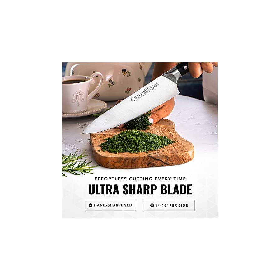 Cutluxe Chef Knife Set, 3 PCS Professional Chef's Knife Set – Razor Sharp German Steel, Full Tang, Ergonomic Handles - Artisan Series