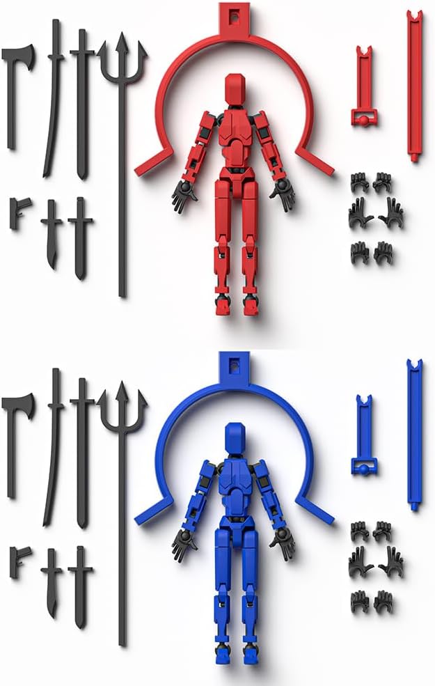 (Pre-Assembled) Dummy13 Magnetic Action Figure Set, T 13 T13 Action Figure, Anti-Gravity Style, Figure Stand, Magnetic Articulated Figures, Multi-Jointed Movable Robot (Red+Black) image 2