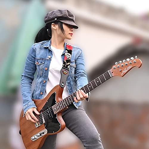 rayzm Sangle en Coton pour Guitare Acoustique/électrique ou Basse, avec Porte-médiators. Avec des motifs Cranes et roses… - Les Beatles, Paul McCartney, John Lennon, RIngo Starr, George Harrison rayzm Sangle en Coton pour Guitare Acoustique/électrique ou Basse, avec Porte-médiators. Avec des motifs Cranes et roses… – Image 5