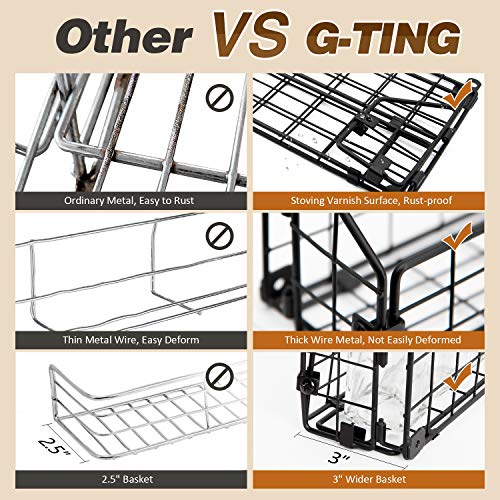Spice Rack Organizer Wall Mounted, G-TING 4 Tier Stackable Iron Wire Hanging Spice Shelf Storage Seasoning Holder Racks for Kitchen Cabinet Pantry Bathroom Door Household Items, Black