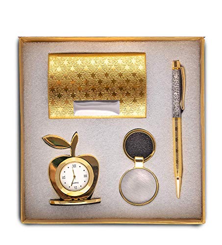 Smart World Crowned 4 in 1 Gift Set with Table Clock, Metal Keychain, Card Holder and Crystal Pen Set Smart World Crowned 4 in 1 Gift Set with Table Clock, Metal Keychain, Card Holder and Crystal Pen Set