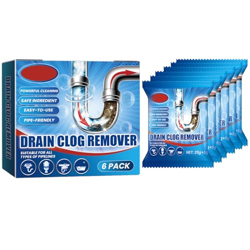 KOAHDE Polvo Limpiador de Tuberías de Cocina,Desatasco De Tuberías Obstruidas En Inodoros De Cocina,Agentes Limpiadores de Desagües Potente,Polvo para Limpieza de Tuberías,6PC
