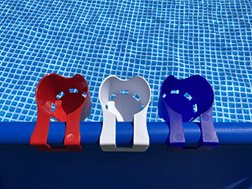 Storage Theory Plastic Cup Holder Set For Above Ground Swimming Pool - 4 Cup Holders For Drinks, Cups And Accessories - Fits 2” Or Less Round Bar Top Rails - Blue #TOP6