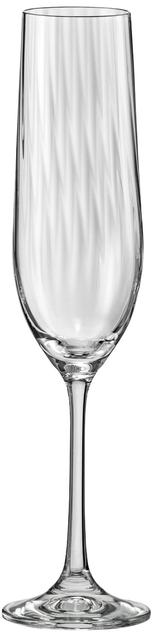 Waterfall 19 cl Fine Blown Crystal Glass Flute, Set of 6, Clear