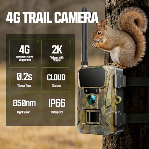 CEYOMUR 4G LTE Cellular Wildlife Camera with SIM Card, 2K Trail Camera Sends Pictures to Phone, Garden Camera with Night Vision Motion Activation, 0.1s Trigger, Cloud/TF Storage, IP66 Waterproof - Image 2