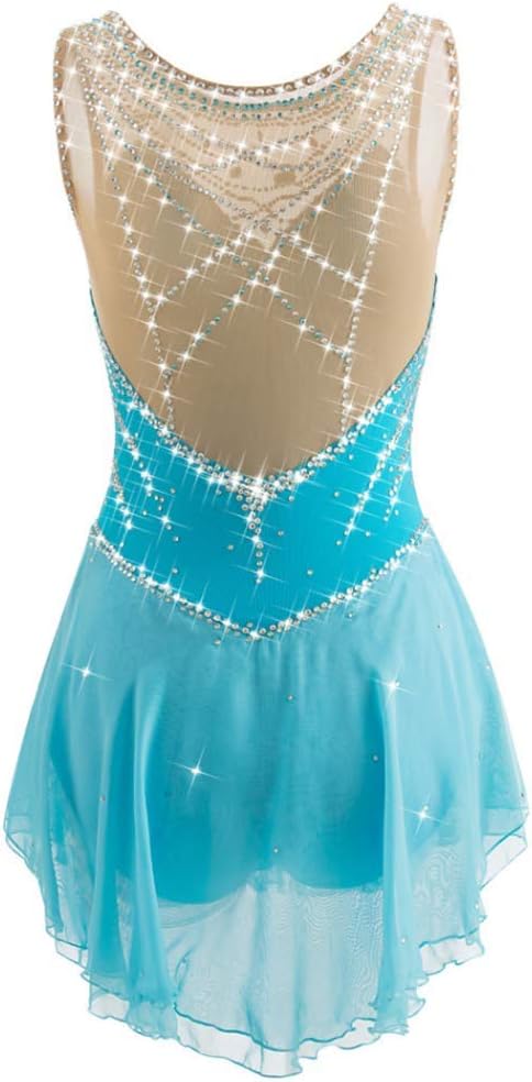 Women's Sleeveless Figure Skating Competition Dress Girls' Ice Roller Skating Costume Gymnastic Leotard Wear