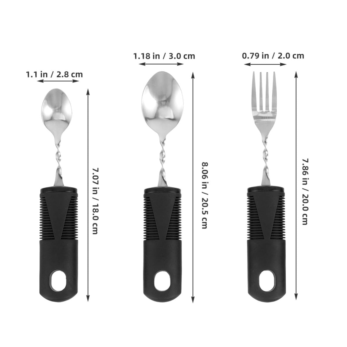 Juego de 6 Utensilios Adaptados Peso para Adultos y Mayores Cubiertos de Acero Inoxidable Mango Antideslizante de Goma Aptos para Temblores y Discapacidad Vajilla Ergonómica