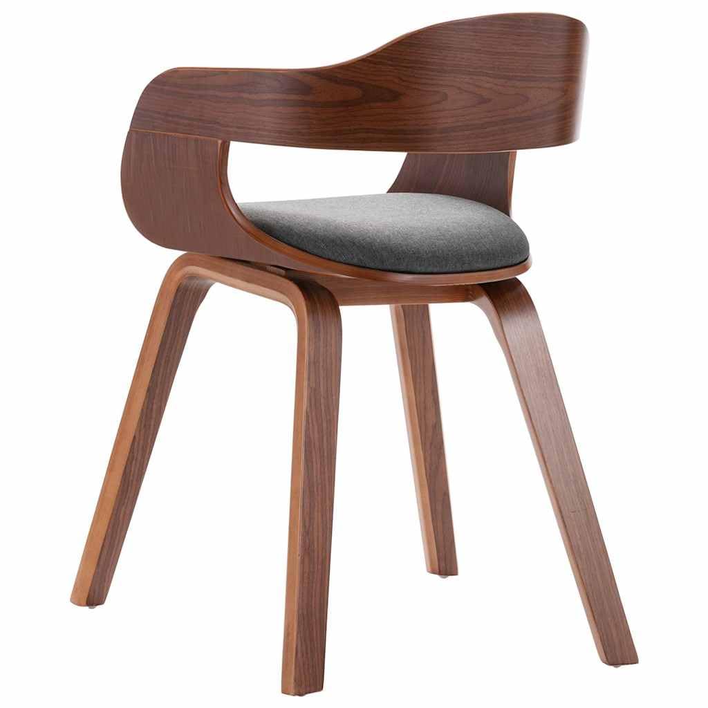 Chaise de Salle à Manger Gris foncé avec Dossier et Assise rembourrés en Tissu, Pieds en Bois courbé, Design Ergonomique scandinave idéale pour Cuisine, Salon et ilot Central