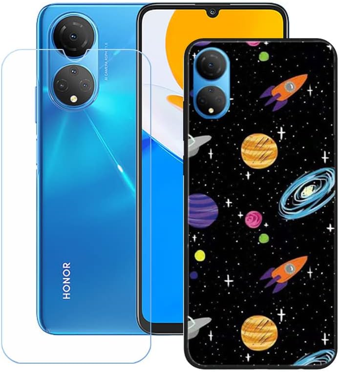 FZYM - Funda para Honor X7 CMA-LX2 + protector de pantalla de vidrio templado, silicona suave, gel flexible, TPU para Honor X7 CMA-LX2 (6.74