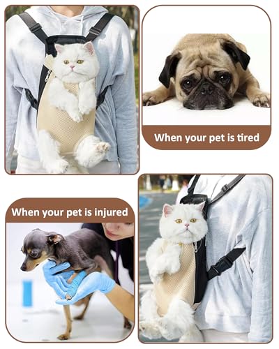 Thapncow Verstellbarer Haustierrucksack für Hunde, tragbarer, atmungsaktiver Katzenrucksack, Verstellbarer Hunderucksack，Brusttasche, vierbeiniger Rucksack