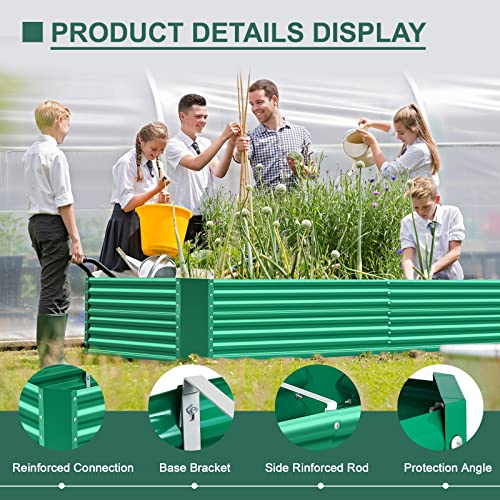 Image of Land Guard 6x3x2 ft Galvanized Metal Raised Garden Bed, 2FT Deep Root Elevated Planter Box Steel Large Vegetable Flower Bed Kit(Green)