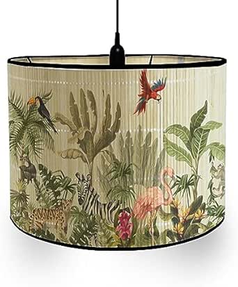 Paralume In Bambù Con Motivo Geometrico - Tamburo 30x20 Cm Per Lampade E27 - Foto 8