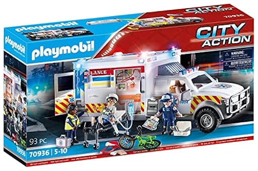 PLAYMOBIL 70936 City Action Vehículo de Rescate, US Ambulance, con Luz y Sonido, Juguete para Niños a Partir de 5 Años, Multicolor | Ya disponible en tu tienda friki favorita! En mundofriki.es!