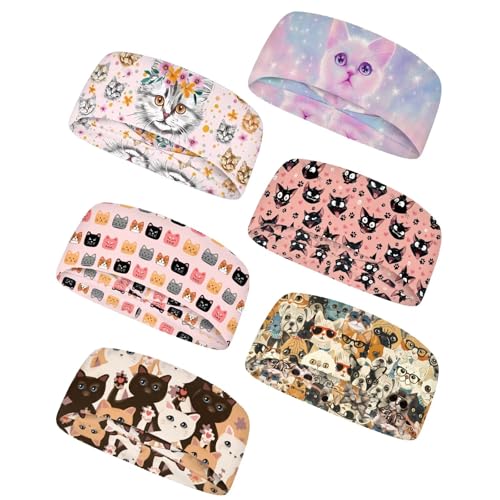 Image of Forchrinse Sunflower with Text Print 6Pieces Sport Sweatband Headband for Soft Elasitc Headband Hair Bands Unisex Outdoor Sport Headbands