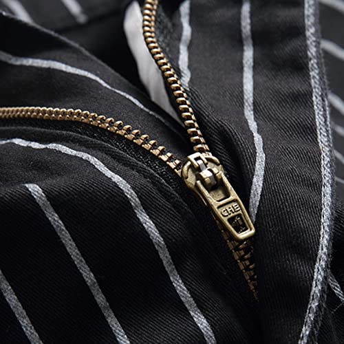 XYGJZ Men's Casual Striped Dress Pants Slim Fit Flat Front Skinny Trousers with Pocket RY054