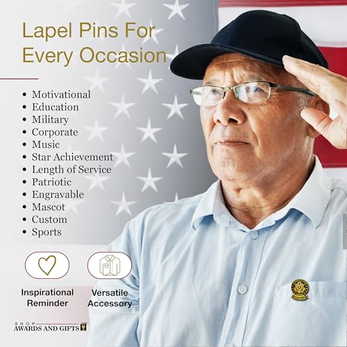 Image of SHOP AWARDS AND GIFTS United States US Veteran Lapel Pin, Retirement and Service, 1-1 /8 inch