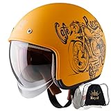 Royal M139 Open Face Motorcycle Helmet - Retro & Vintage Style, 3/4 Vespa & Scooter Helmet, Multi-Sport Impact Protection for Adults