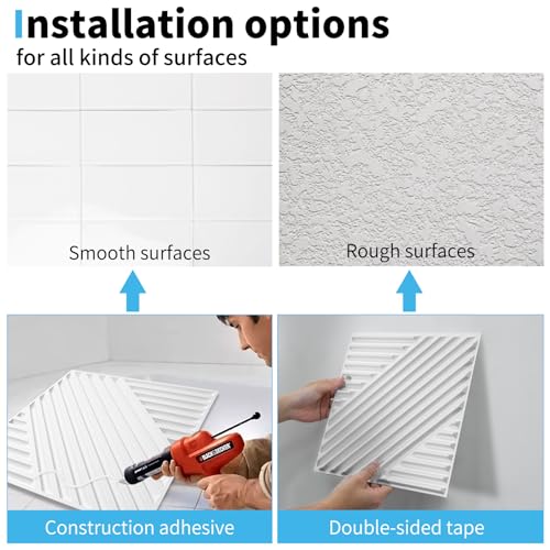 Art3d 33-Pack 3D Wall Panels for Interior Wall Decor, Textured Accent Walls Paneling for Living Room, Bedroom, TV Background, 12"x12" White - Image 6