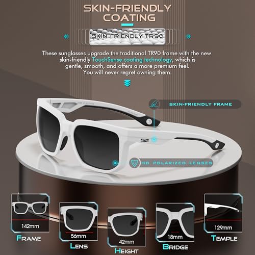 ATTCL Bundle HD Night Driving Glasses for Men: Anti Glare Yellow Tinted Night Vision Driving Glasses for Glare Reduction and Nighttime Driving:(2238B-White-Grey)+(2238-yeshi)4