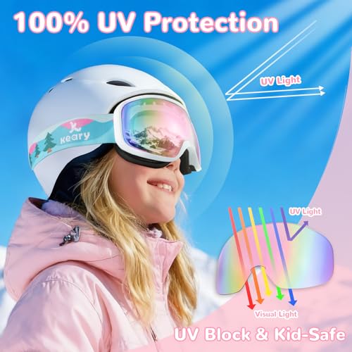 Keary Kids Ski Goggles for 3-14 Snowboard Goggles Kids Toddler Boys Girls Youth Snow Goggles 100% UV Protection Anti-Fog - Image 4