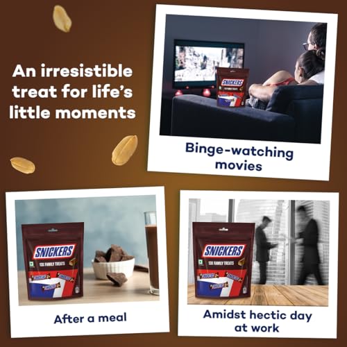 Image of Snickers Family Treats Peanut Filled Chocolate Pouch, 3 X 168 G, 504 Gram, 504 Gram