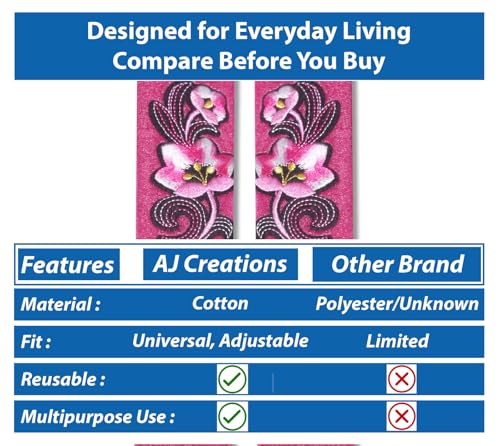 Image of Velvet Multipurpose 11 inchx6 inch 3 Layer Handle Cover for Fridge, Microwave, Oven, Door -Soft & Washable Handle Protector for Single /Double Door Suitable for All Brands-Pink-Pack of 2