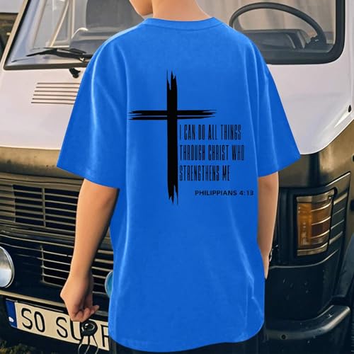 Image of KEEVICI Boys Christian Graphic Tees God Jesus Shirts for Kids Cross Faith Bible Verse Inspirational Religious Cotton T Shirt
