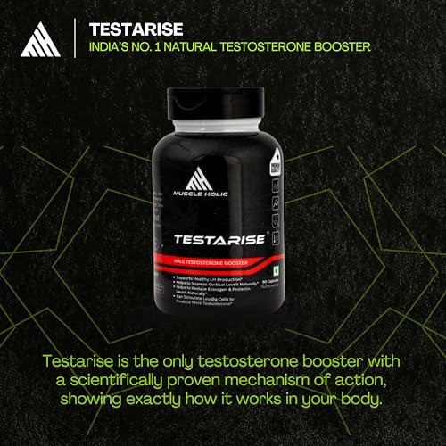 Image of Testarise Men's Vitality Supplement | Natural Blend with KSM-66 Ashwagandha, Shilajit & Zinc | Boosts Energy, Stamina & Strength | Supports Muscle Performance | 90 Capsules, 100 g
