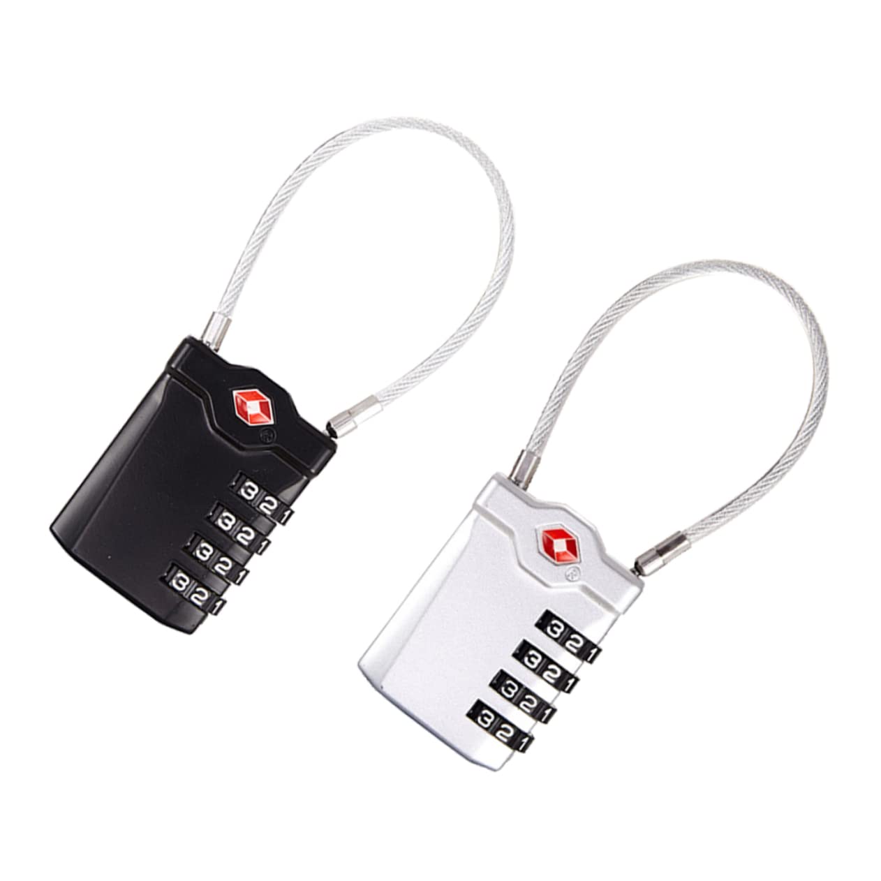 Hemobllo 2pezzi Lucchetto Per Bagagli Combinazione Cifre e Portatile Sicuro Per Viaggi e Protezione All Aperto in Argento e Nero