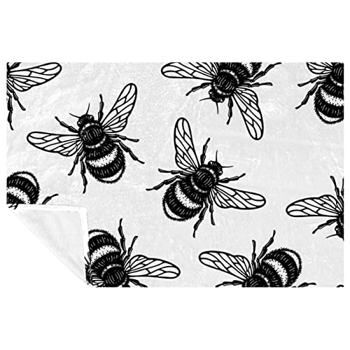 Couverture abeille noire douce chaude plaid 150x100 cm camping plage lit - 2