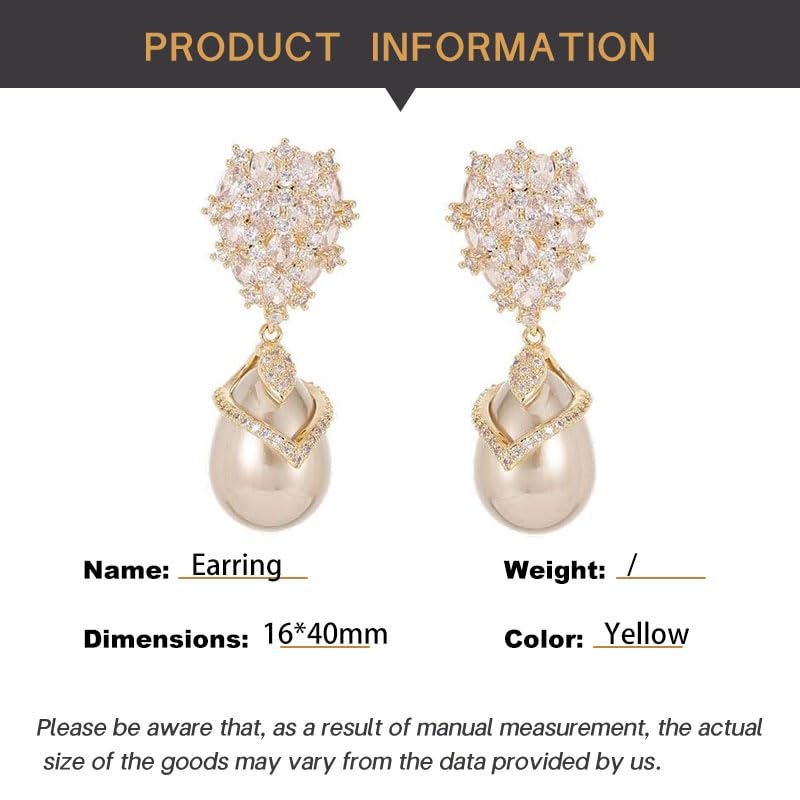 14K Gold Pearl Drop Earrings with Moissanite, Palace Style Freshwater Pearls, Fashion Gift for Her2