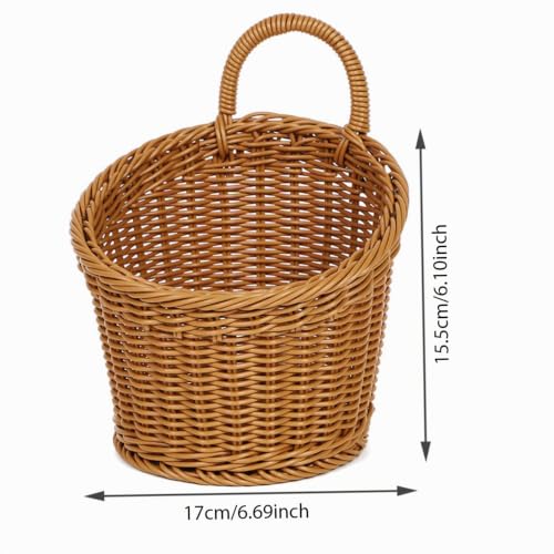 Cestas colgantes con mango organizadoras hechas de mimbre tejida pack de 2 8
