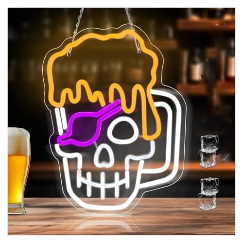 XENITE Luces Art Decoration Christmas Jarra De Cerveza Con Calavera Pirata Y Luces De Neón Para Bar, Pub, Sala De Juegos, Decoración De Fiesta 39x28.5cm
