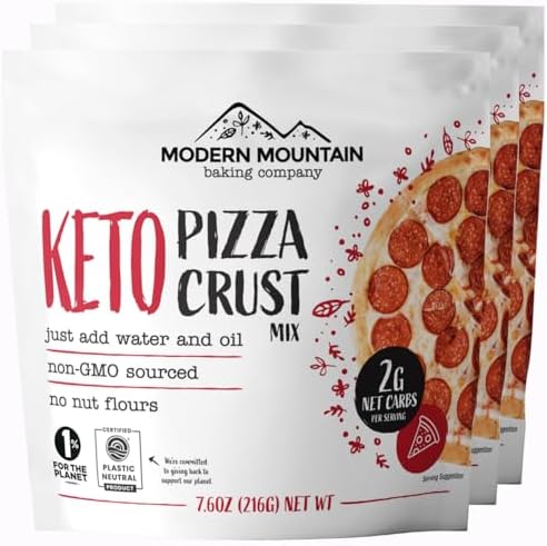 Keto Pizza Crust - Low Carb and Keto Friendly - Only 2g Net Carbs - Incredible Taste and Texture - Zero Sugar - Just Add Water and Oil - Keto Has Never Been So Easy - Keto Food - No Almond Flour - Non-GMO Sourced (7.6oz Mix) (3-Pack)