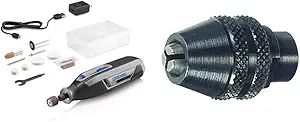 Dremel Lite 7760 N/10 4V Li-Ion Cordless Rotary Tool Bundle with Dremel 4486 Keyless Chuck